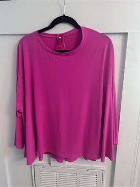 IC Collection Pink Fuchsia Oversized Lagenlook Tunic Top L Made in USA